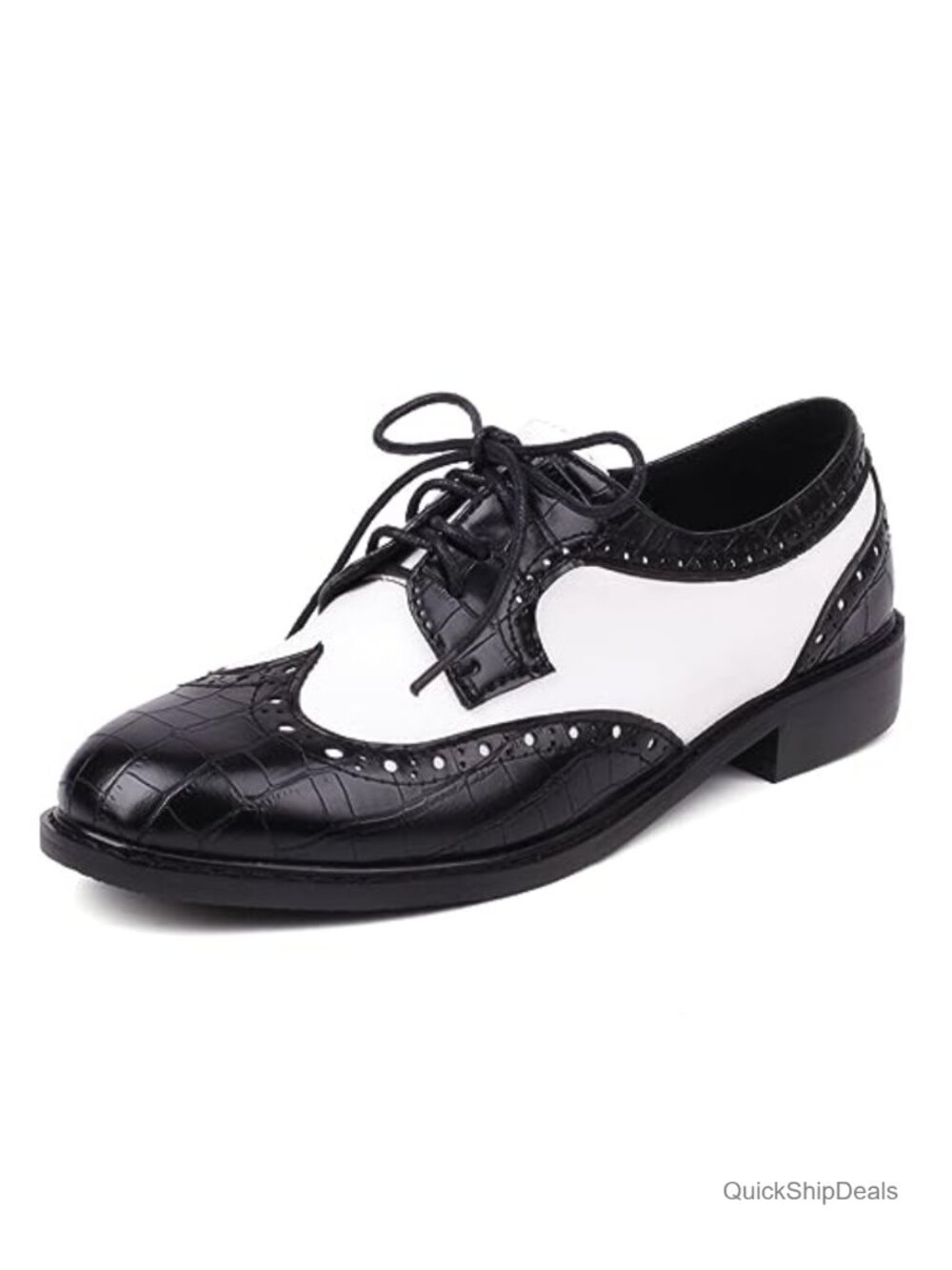 Womens Vintage Wingtip Oxfords Low Heel PU Lace Up Dress Shoes Brogues
